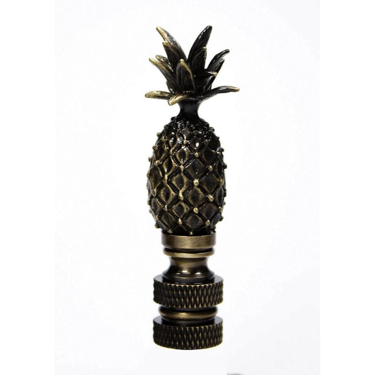 Tall Pineapple Lamp Finial Antique Brass Metal 2.5"h
