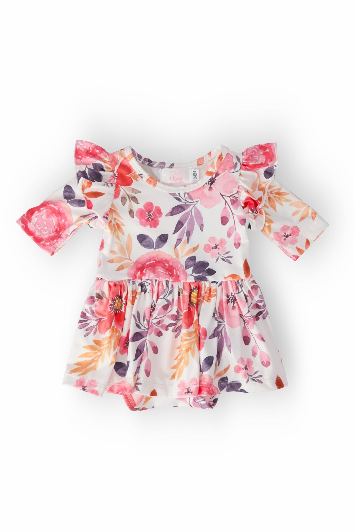 a baby dress with a floral pattern