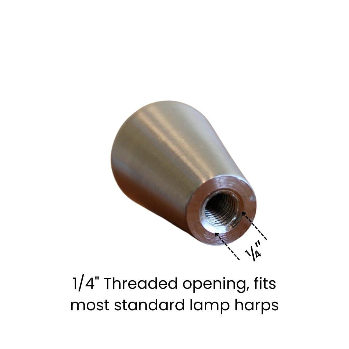 Tapered Cone Modern Lamp Finial Polished Nickel, 1.25"h