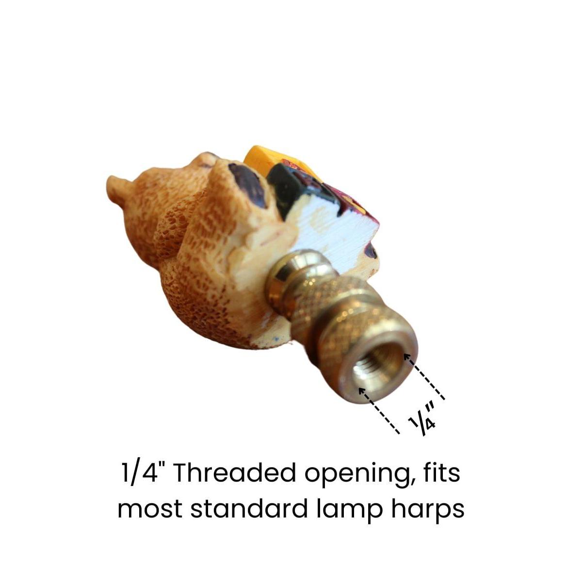 Teddy Bear Decorative Lamp Finial Antique Brass Base, 2.75"h