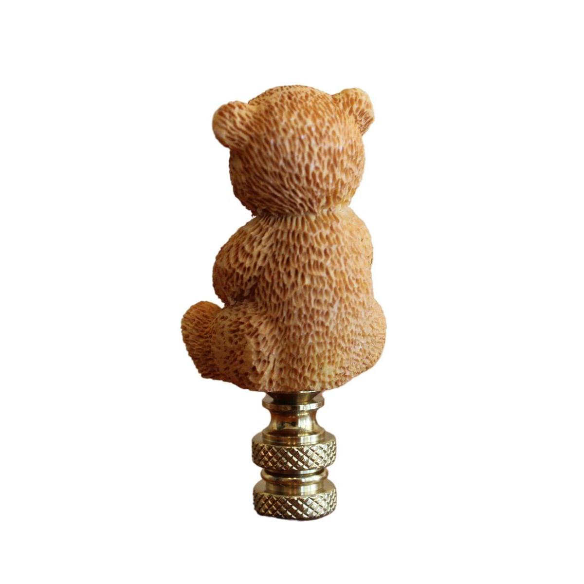 Teddy Bear Decorative Lamp Finial Antique Brass Base, 2.75"h