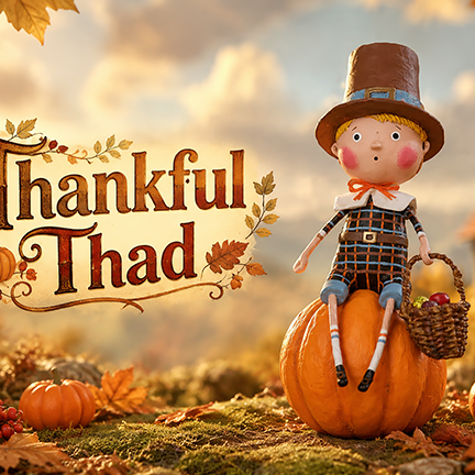 Thankful Thad Thanksgiving Figurine by Lori Mitchell — 7-Inch Folk Art Collectible (New 2026)