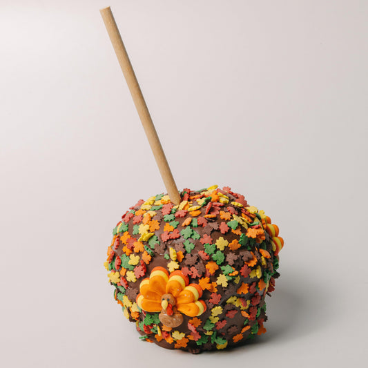 a candy apple with a stick