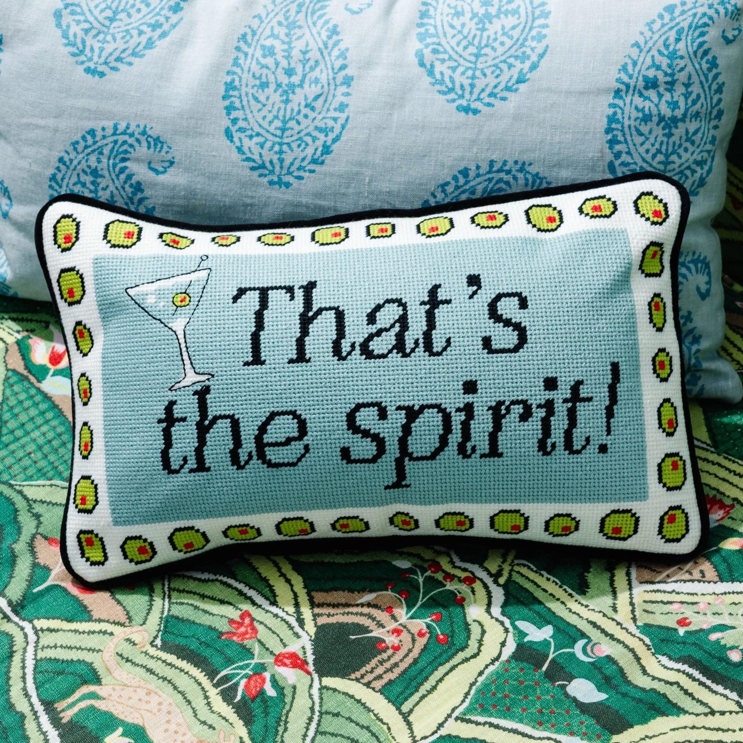 That's The Spirit Needlepoint Pillow