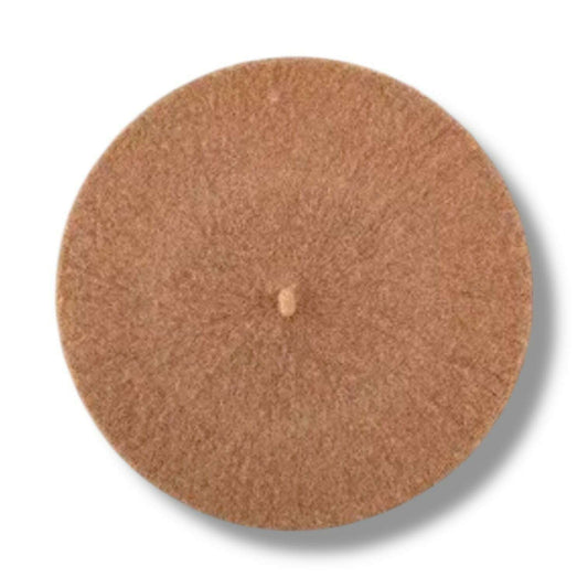 a brown hat with a white top