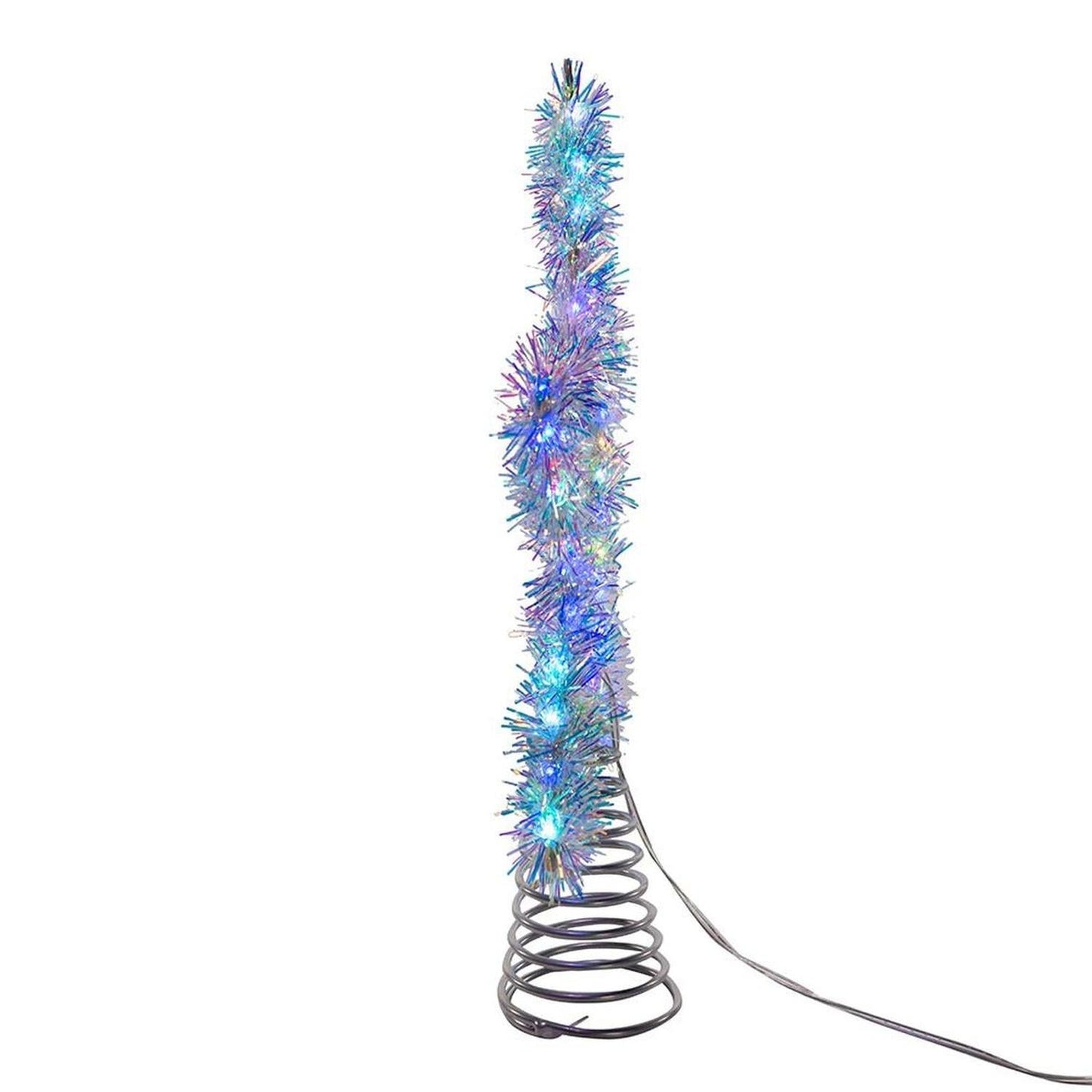 Tinsel Star Tree Topper with RGB LED Lights 12.2"
