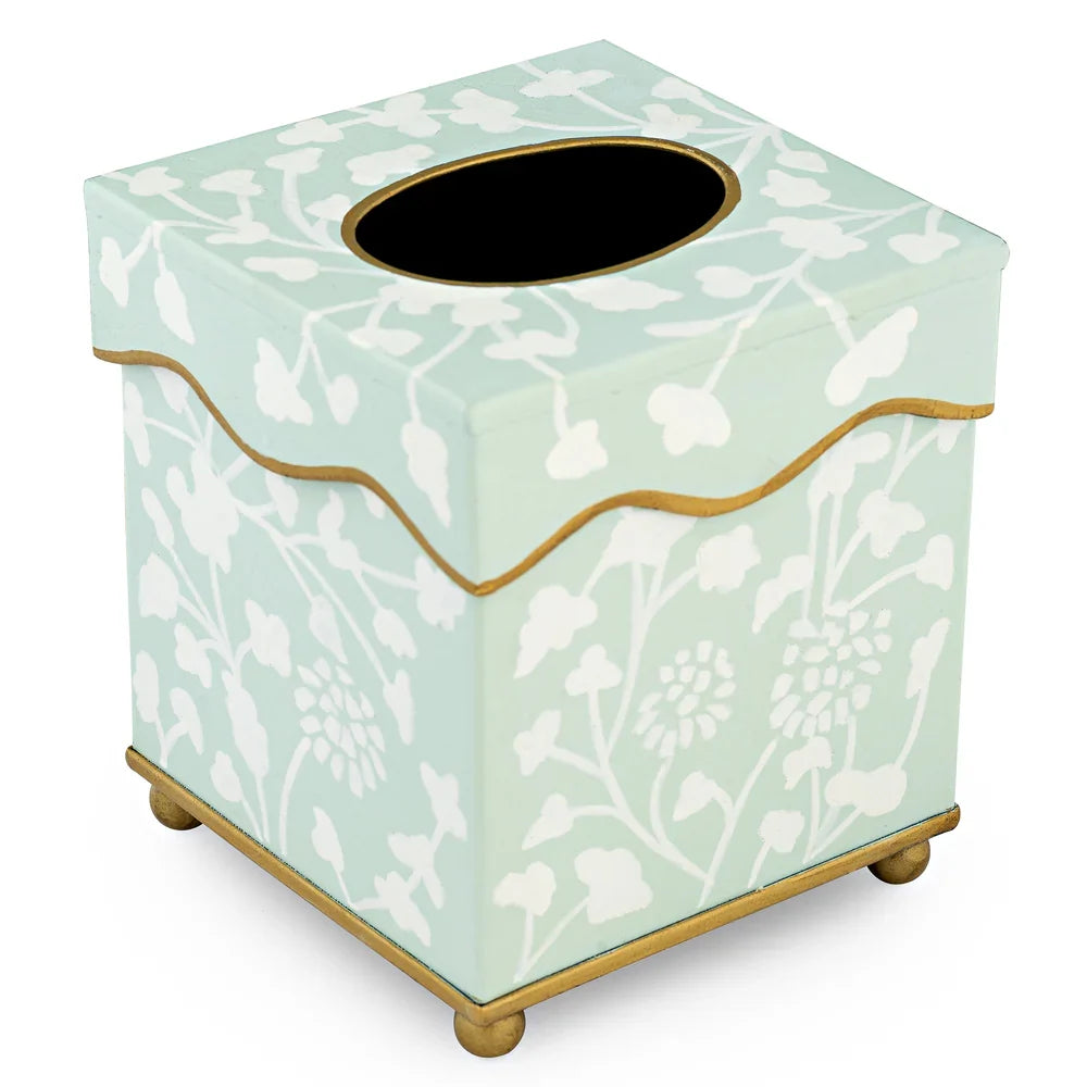 Pale Green Spring Floral Wastepaper Basket & Tissue (2 Options)