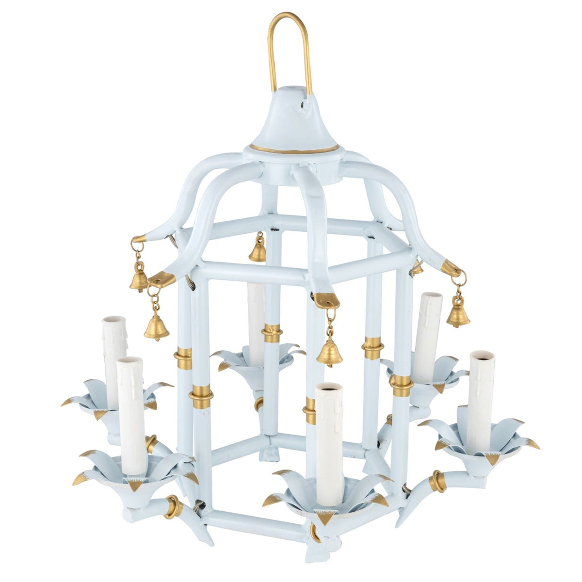 Pale Blue & Gold Chinoiserie Chandelier