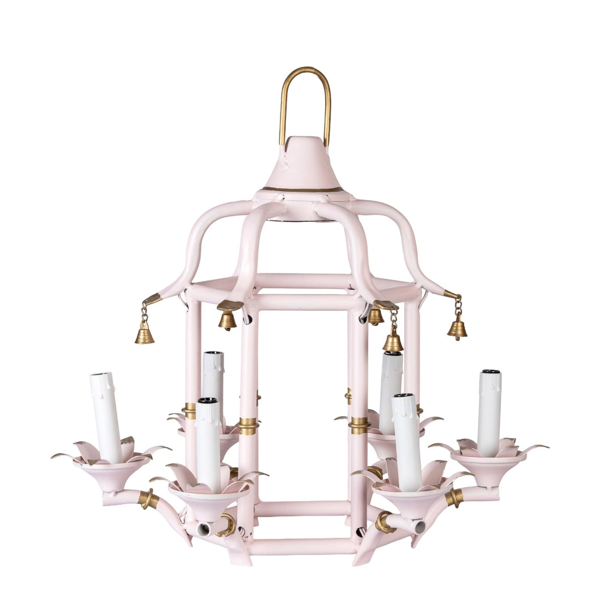 Pale Pink & Gold Chinoiserie Chandelier