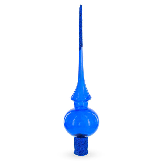 Translucent Blue Glass Christmas Tree Topper 11 Inches