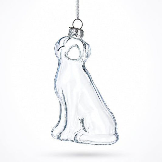 Transparent Dog Clear Glass Christmas Ornament