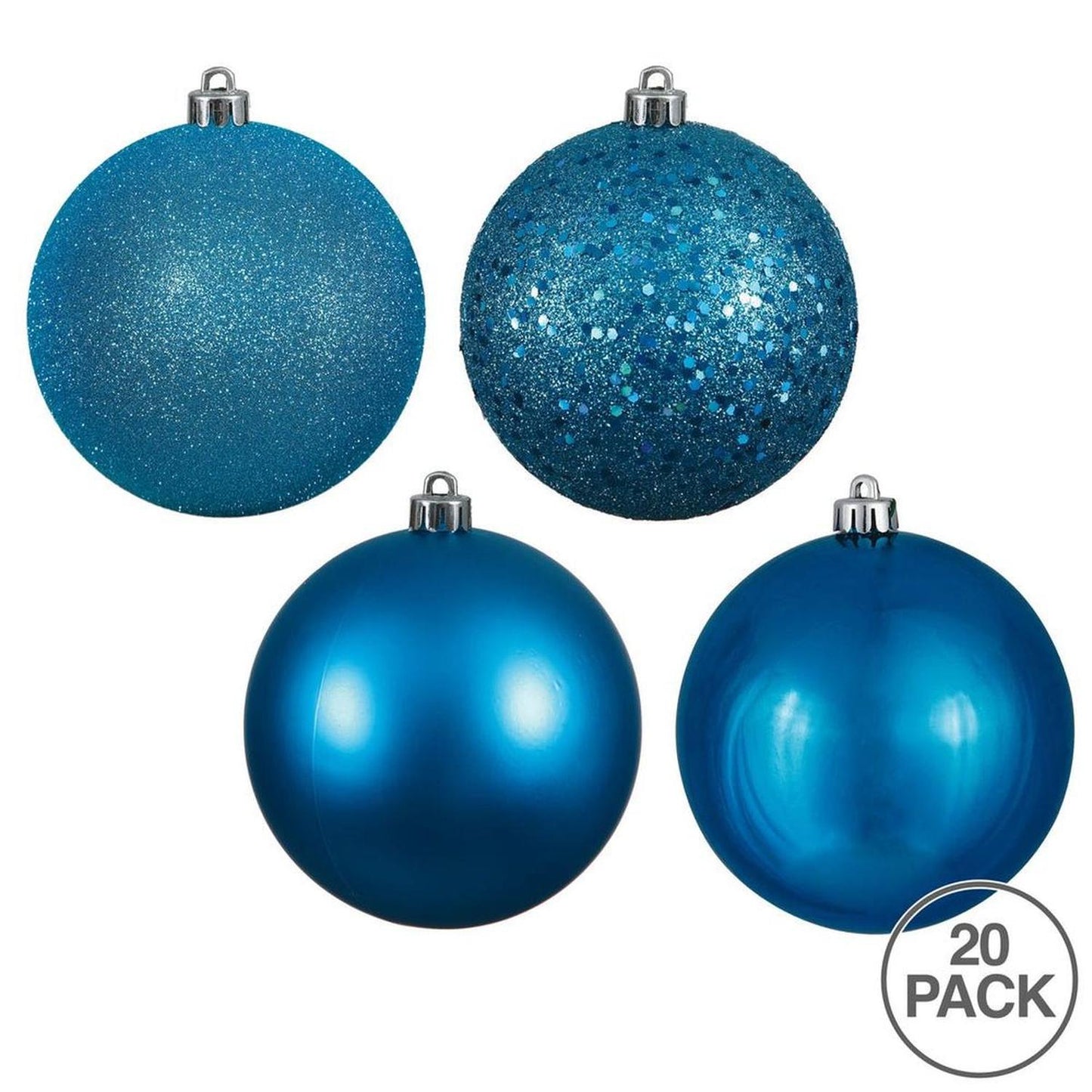 Turquoise 4-Finish Ball Ornament Assortment (Set of 20)