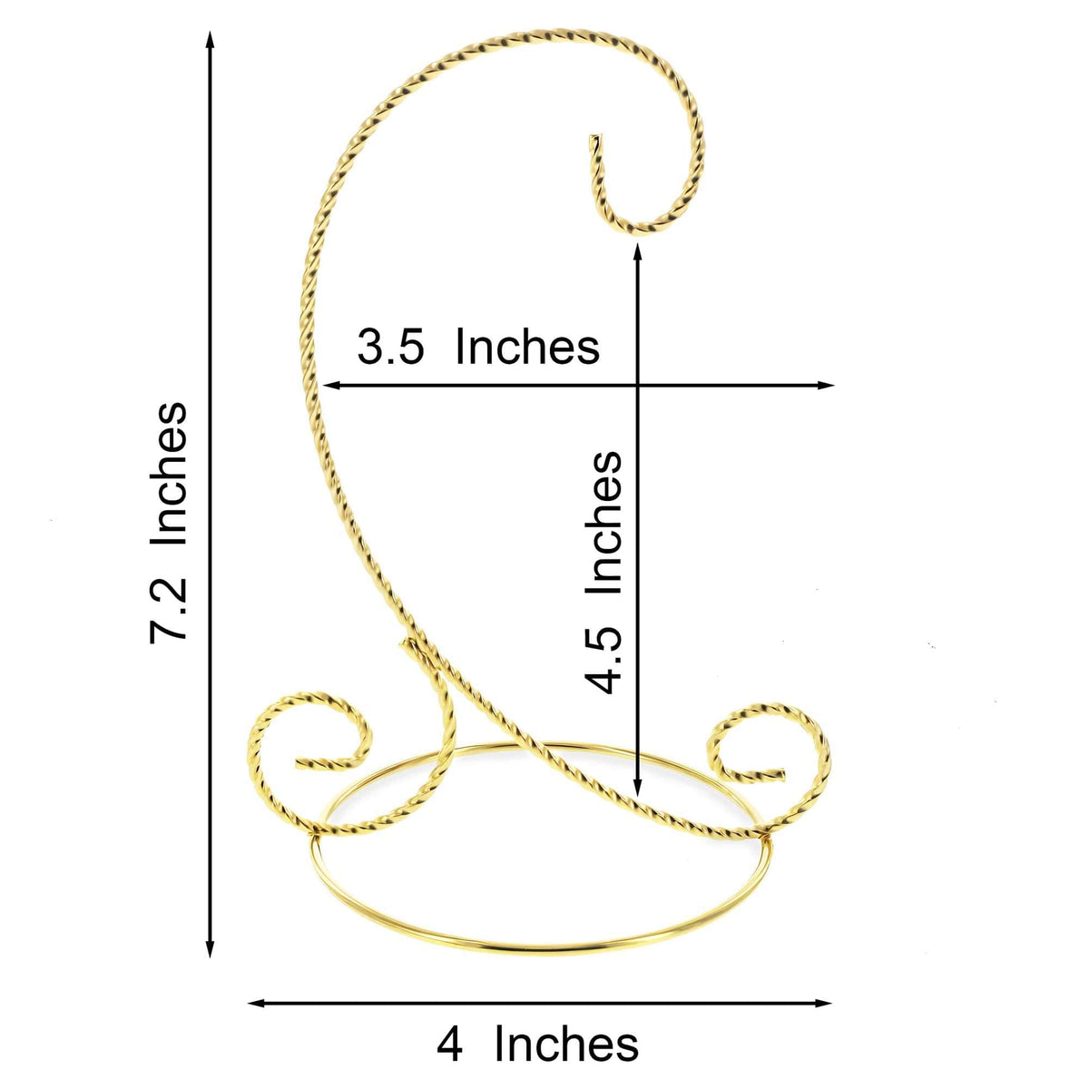 Twisted Wire Gold Metal Ornament Stand Display 7.2 Inches