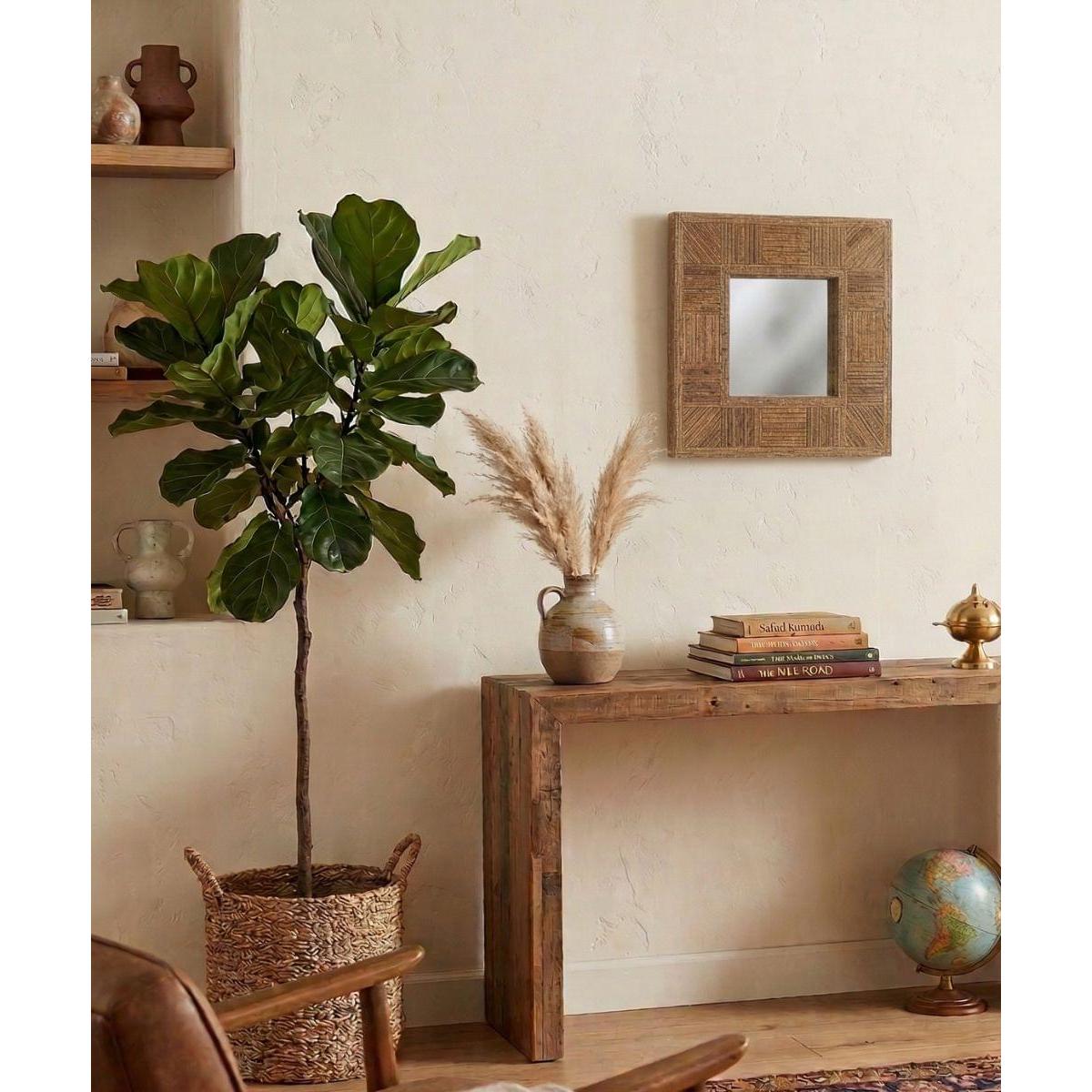 UMA Brown Wicker Frame - 16.25" Wall Mirror