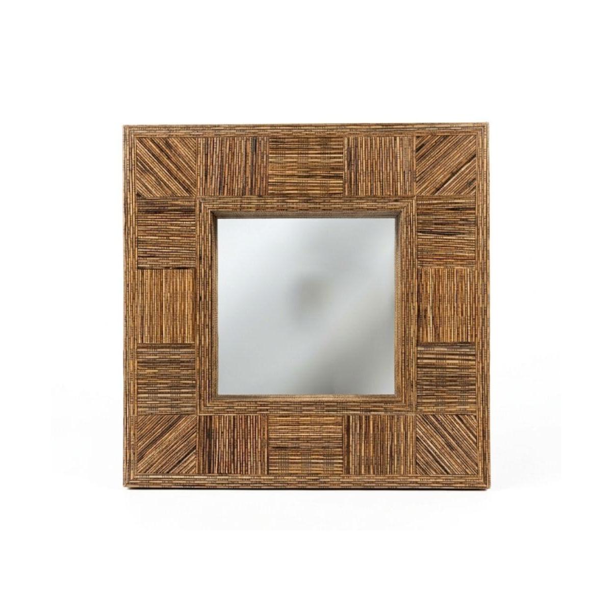 UMA Brown Wicker Frame - 16.25" Wall Mirror