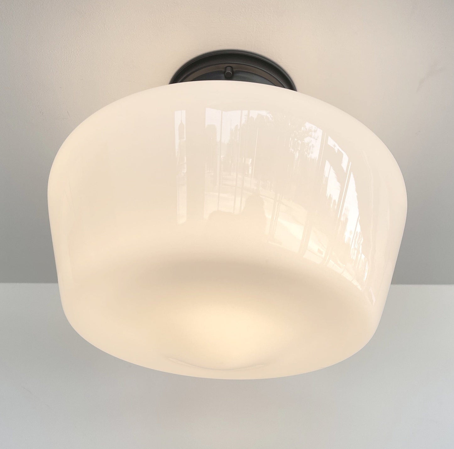 Large Urban Schoolhouse Milk Glass |12"| Ceiling Light