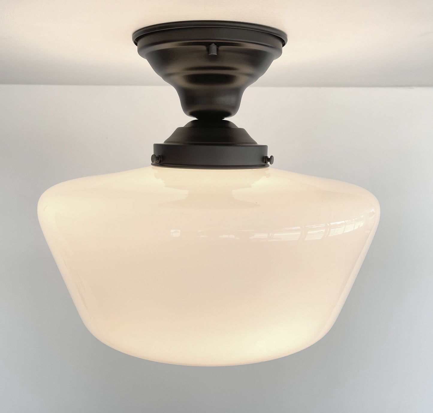 Large Urban Schoolhouse Milk Glass |12"| Ceiling Light