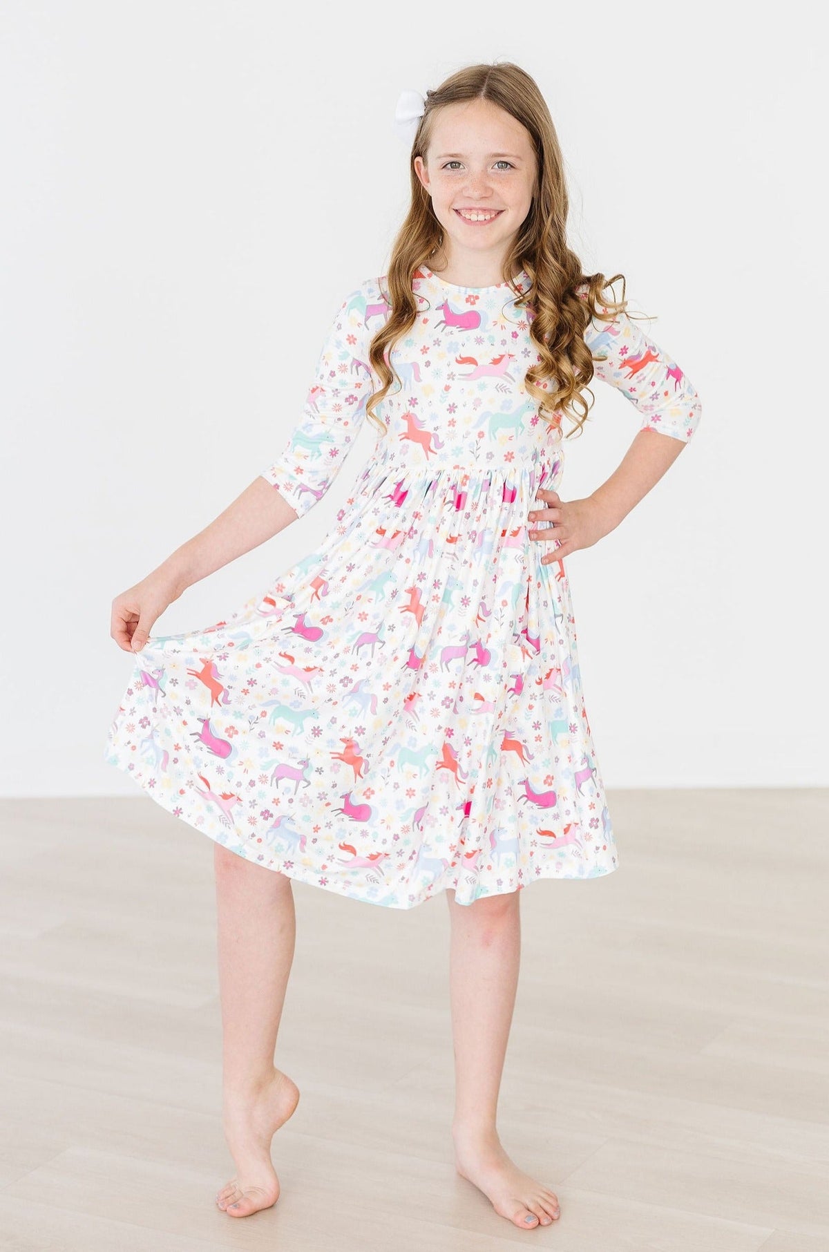 a girl in a dress