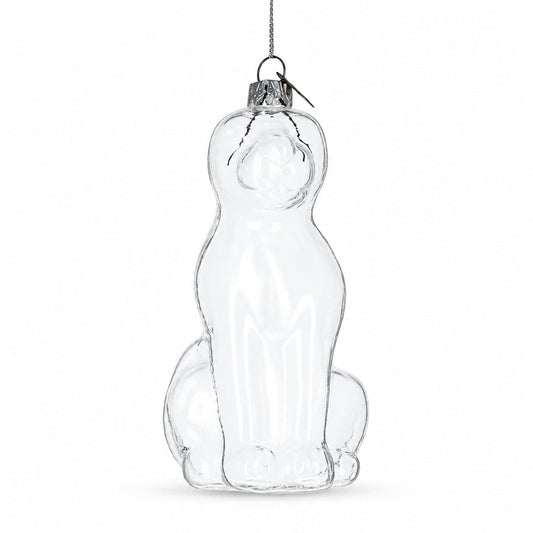 Unpainted Dog Clear Glass Christmas Ornament
