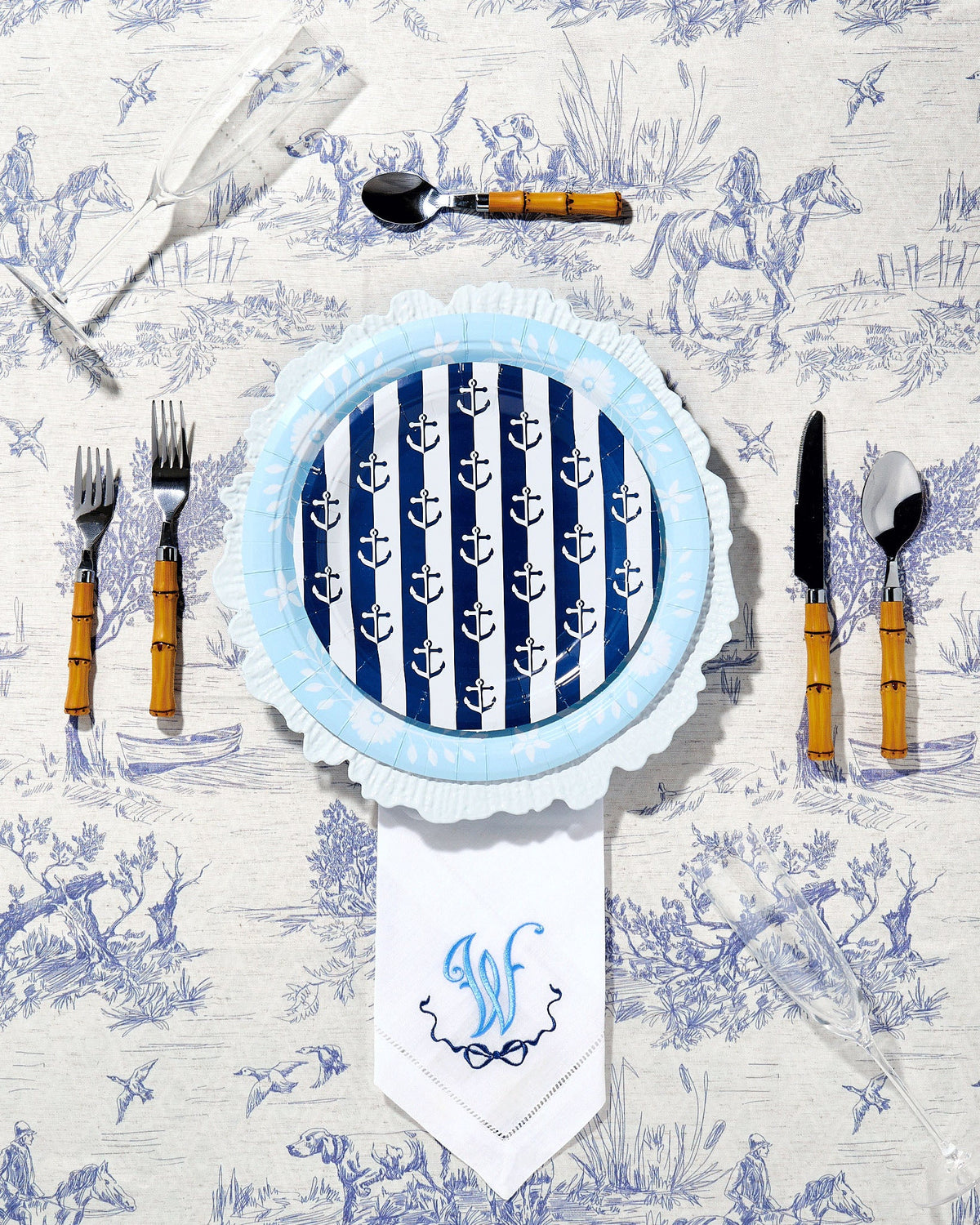 Navy Anchor Away Stripes Dessert Paper Plates - 8 Pack