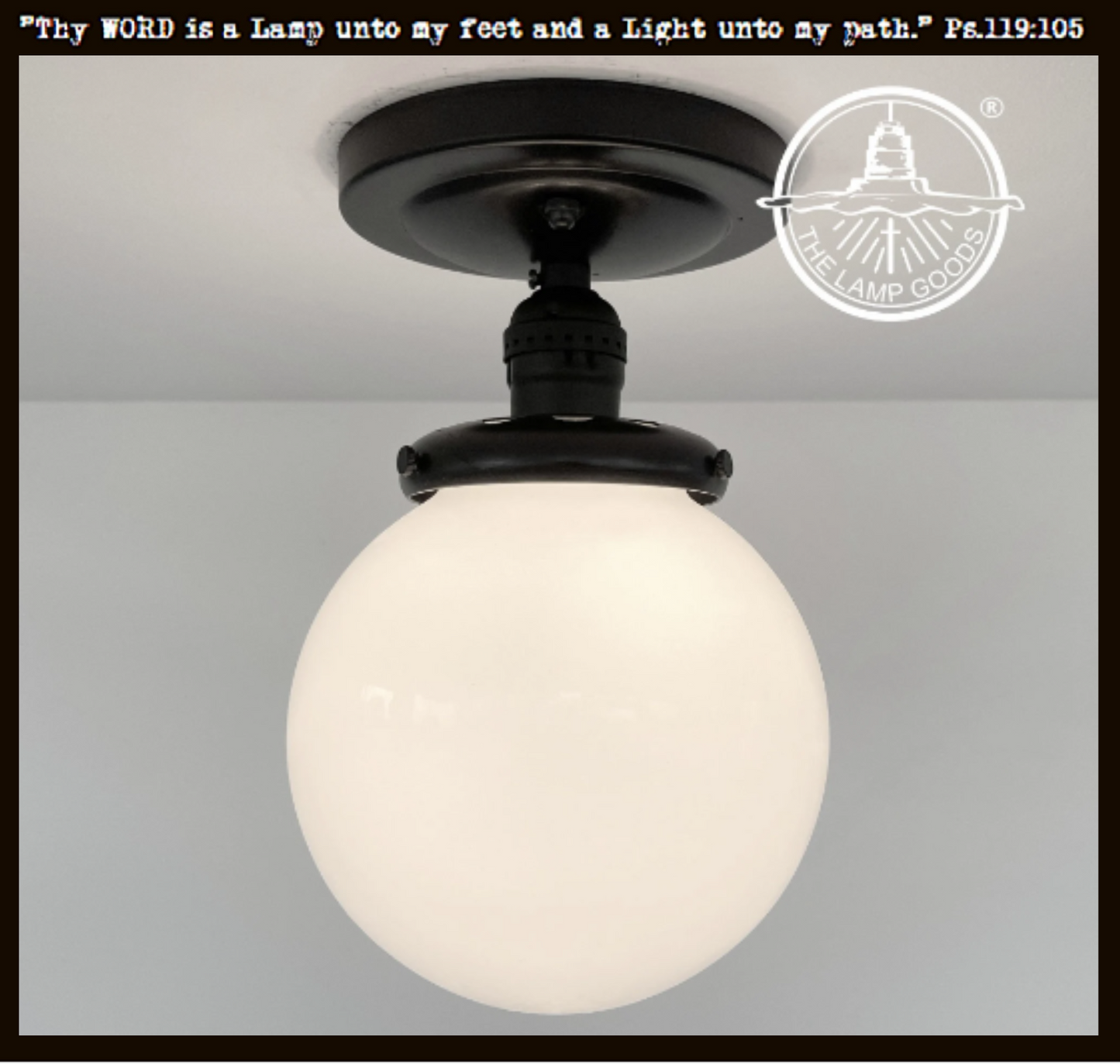 Milk Glass Globe Exposed Socket Ceiling Light | 6" or 8"