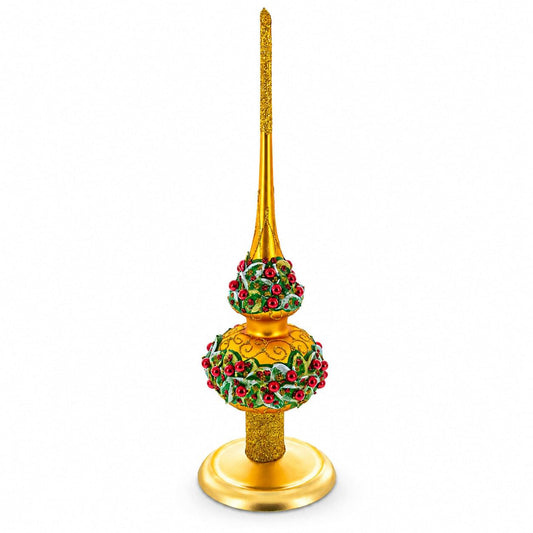Upright Gold Metal Christmas Tree Topper Finial Stand Display Stand 7.2 Inches