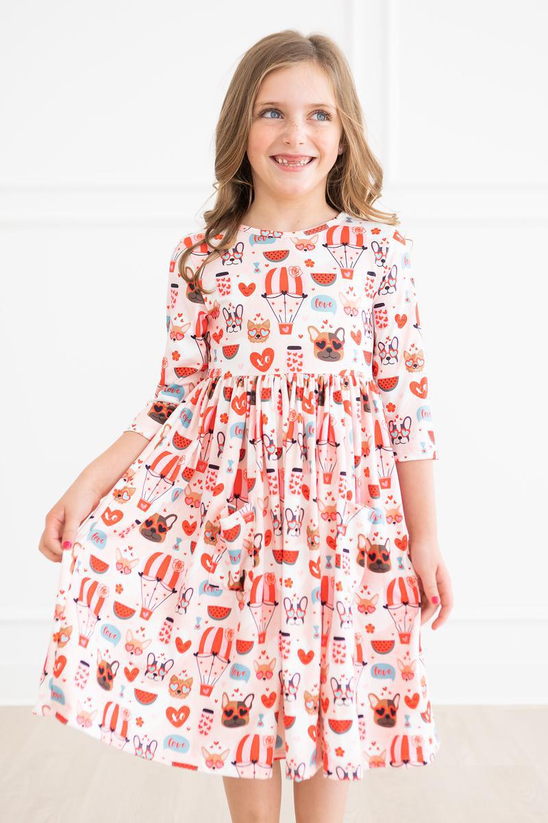 a girl in a dress