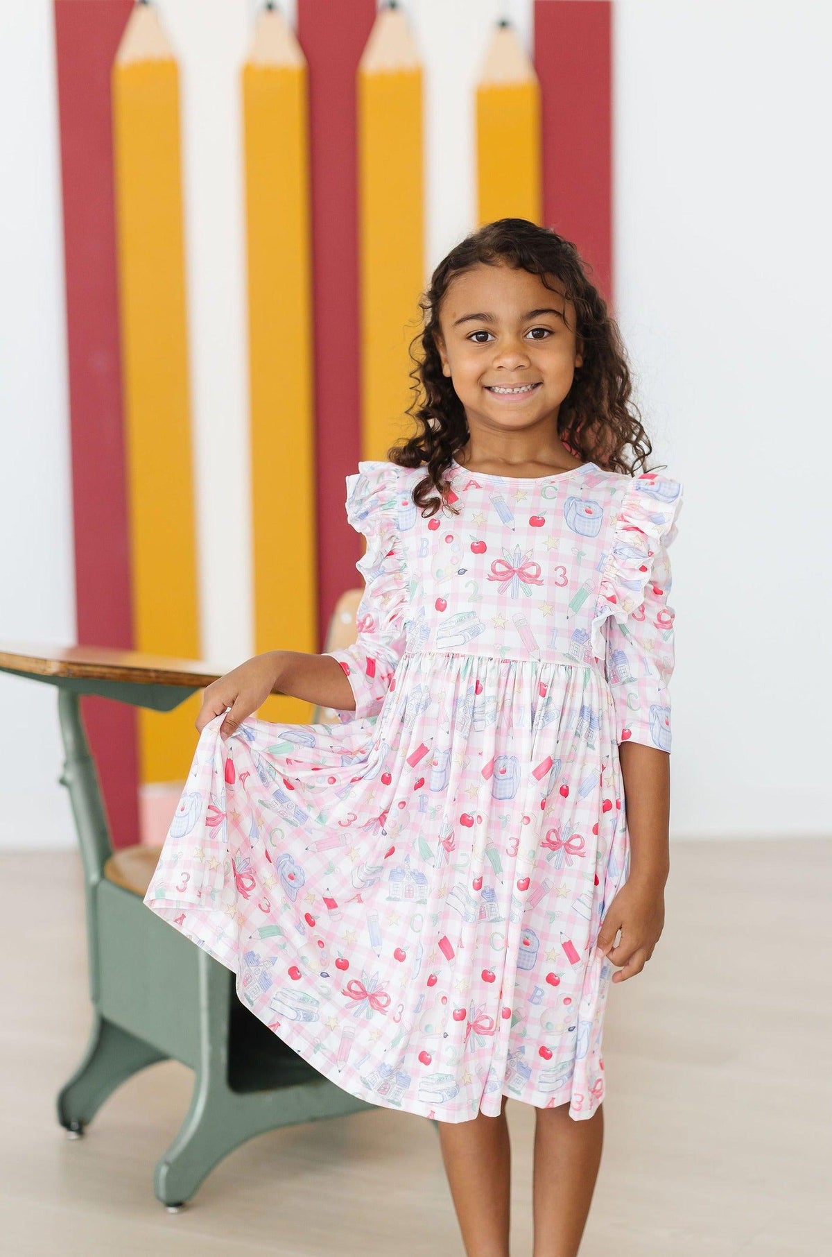 a girl in a dress