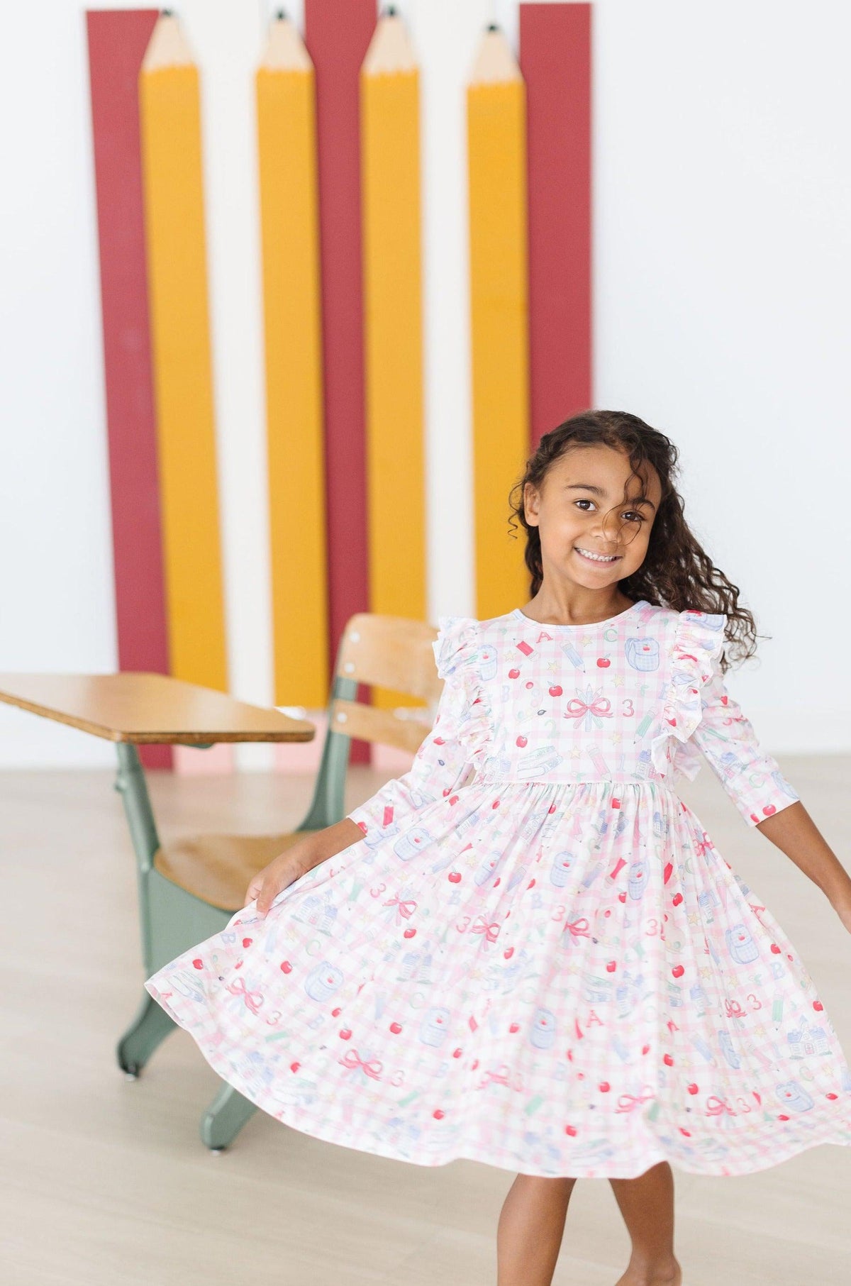 a girl in a dress