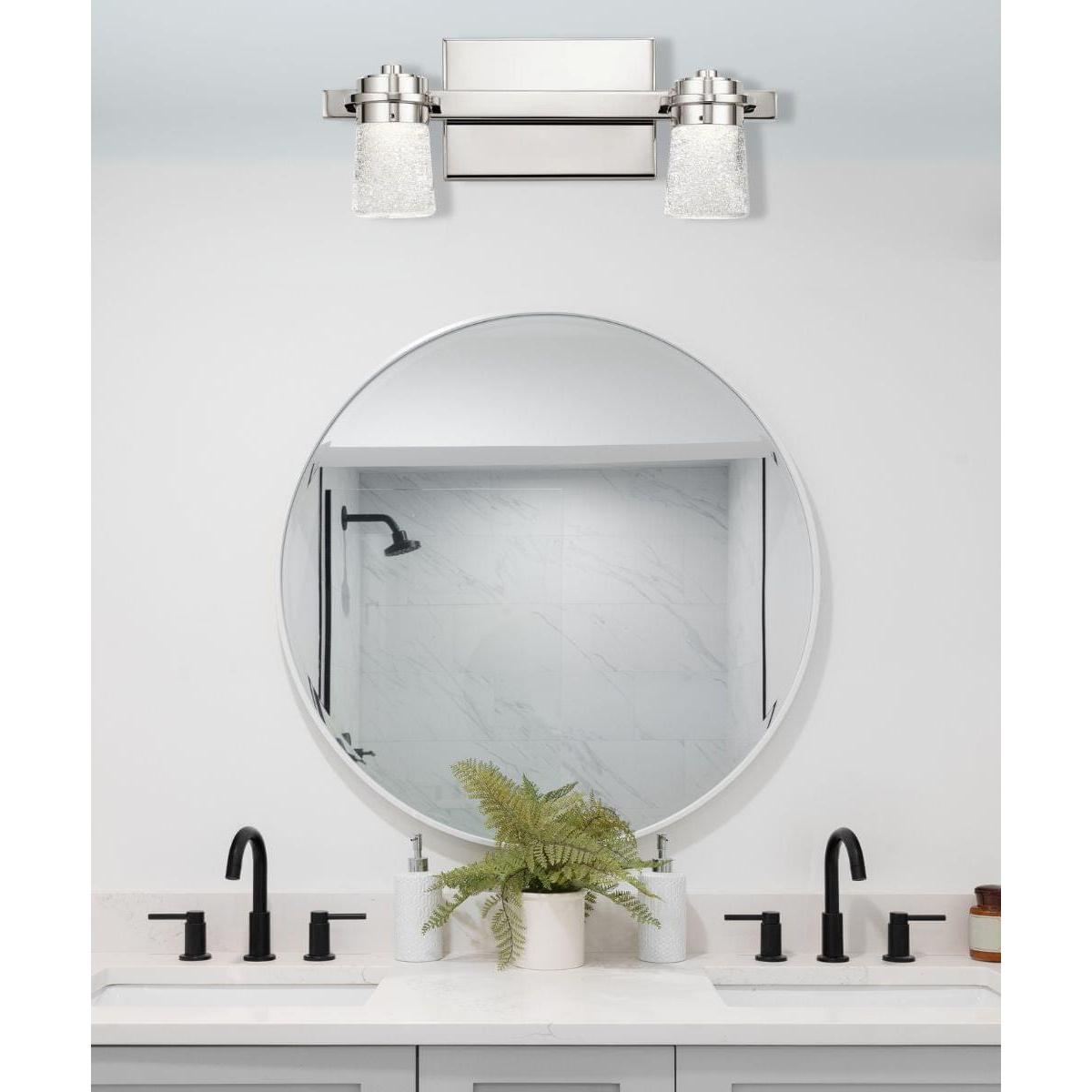 Vada 15"W 2-Light LED Vanity Bath Light, Polished Nickel Finish Clear Bubble Glass Shade by Kichler