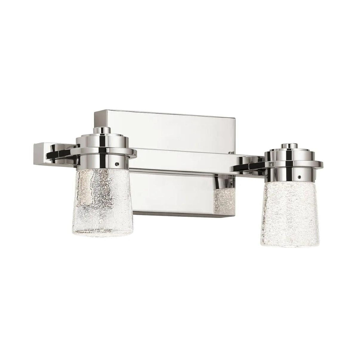 Vada 15"W 2-Light LED Vanity Bath Light, Polished Nickel Finish Clear Bubble Glass Shade by Kichler