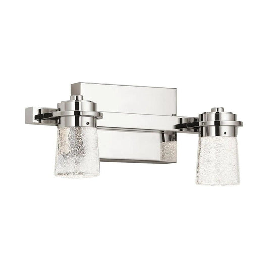 Vada 15"W 2-Light LED Vanity Bath Light, Polished Nickel Finish Clear Bubble Glass Shade by Kichler