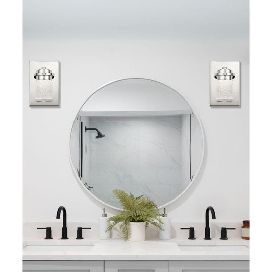 Vada 5"W 1-Light LED Vanity Bath Light Sconce Polished Nickel, Bubble Glass Shade by Kichler