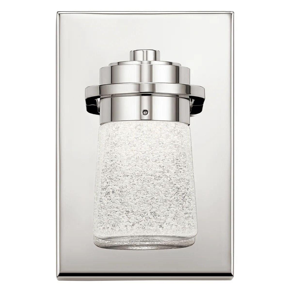 a silver and white wall light