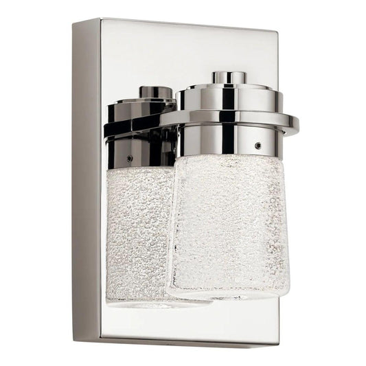 Vada 5"W 1-Light LED Vanity Bath Light Sconce Polished Nickel, Bubble Glass Shade by Kichler