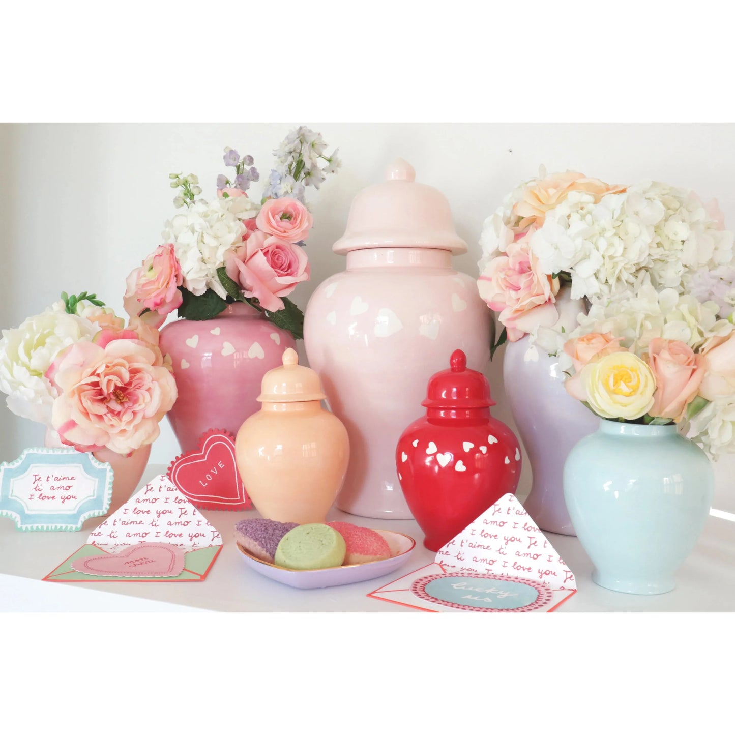 "Love is in the Air" Ginger Jars in Bubble Gum Pink