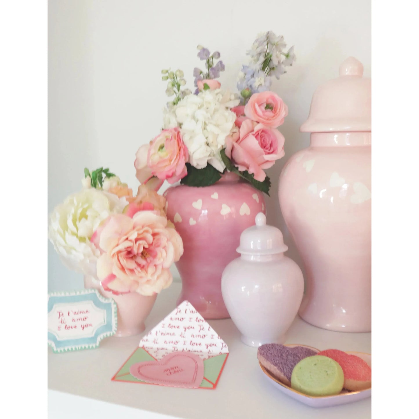 "Love is in the Air" Ginger Jars in Bubble Gum Pink