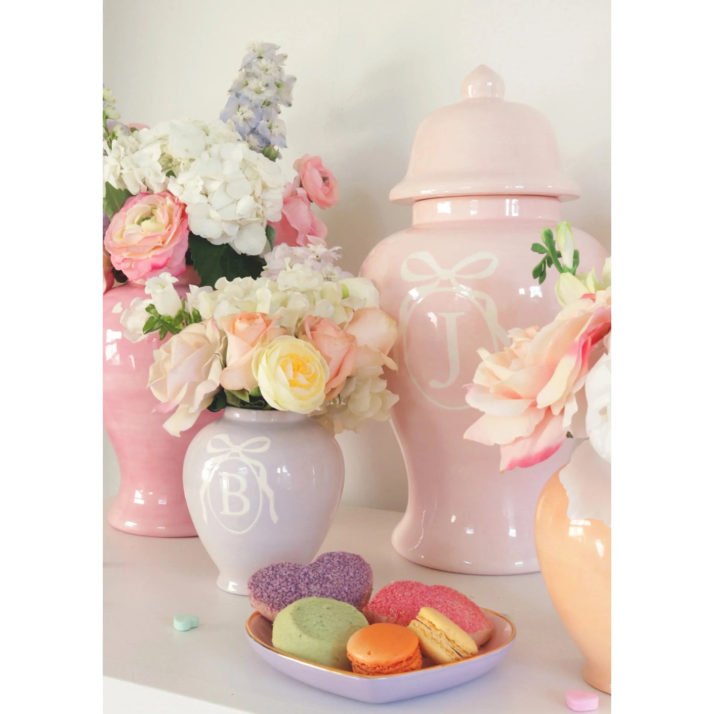 "Love is in the Air" Ginger Jars in Bubble Gum Pink