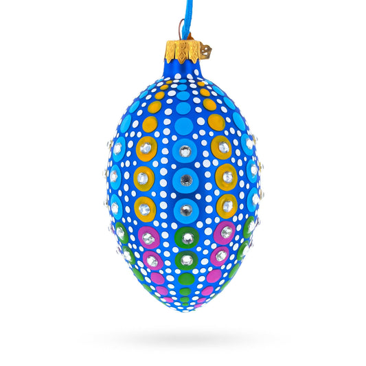 Vibrant Polka Dot Jewel-Toned Glass Egg Ornament  4 Inches