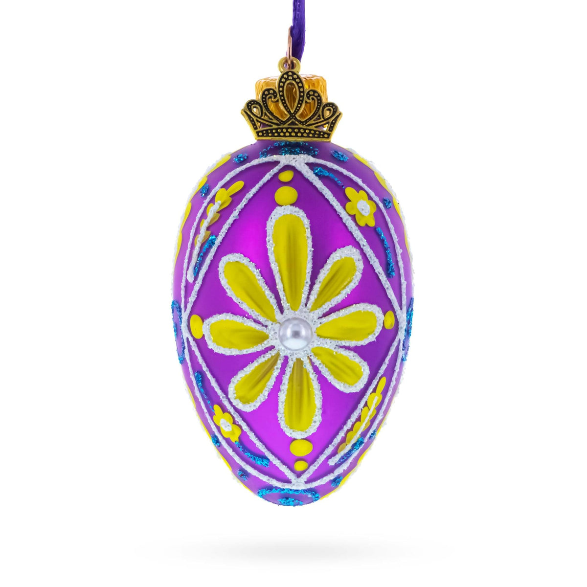 a purple and yellow decorated egg