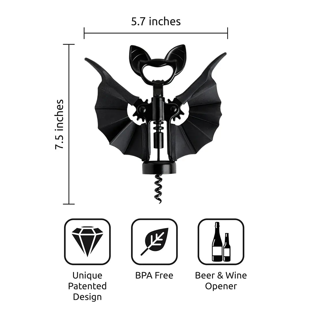 a black corkscrew with wings and text