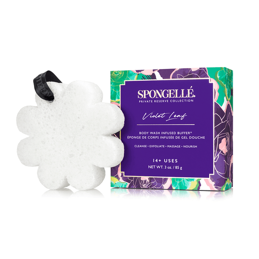 a white sponge next to a box