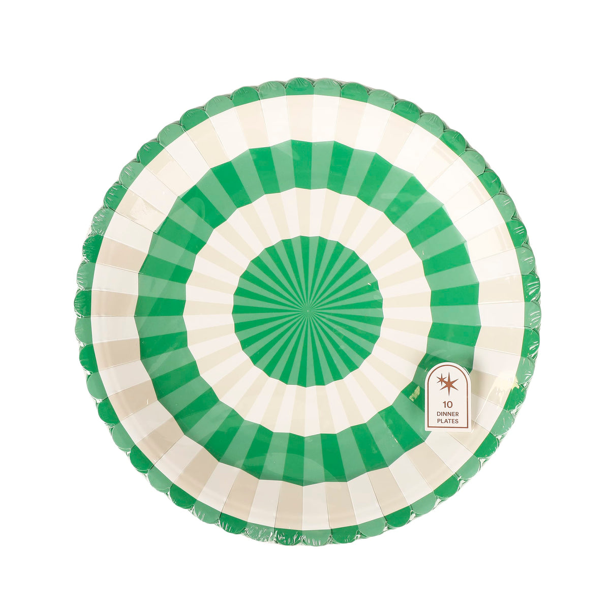 Green & White Dinner Plates (10" / 10 ct)