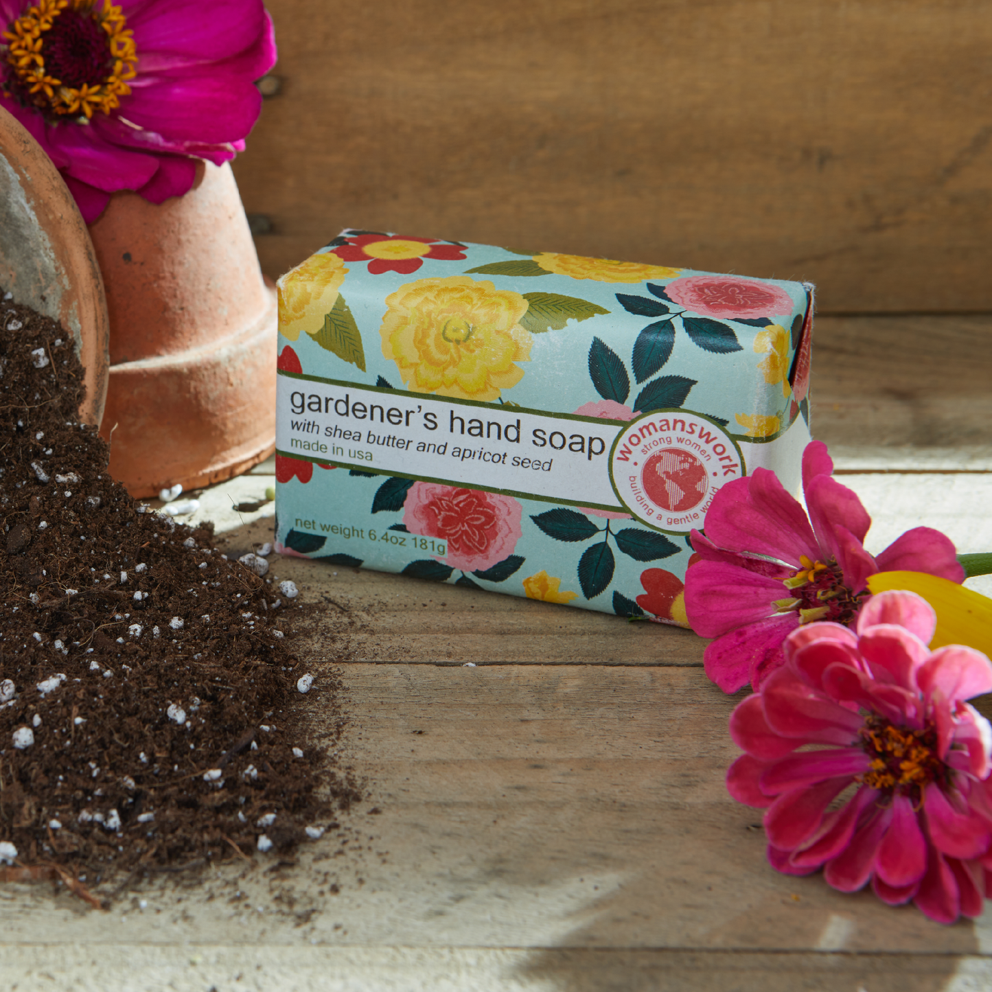 Gardener's Hand Soap packaged in Heirloom Garden Print