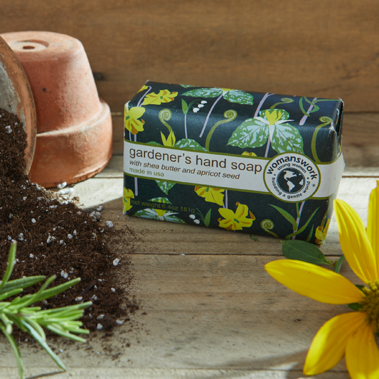 Gardeners Hand Soap packaged in Woodland Garden Print