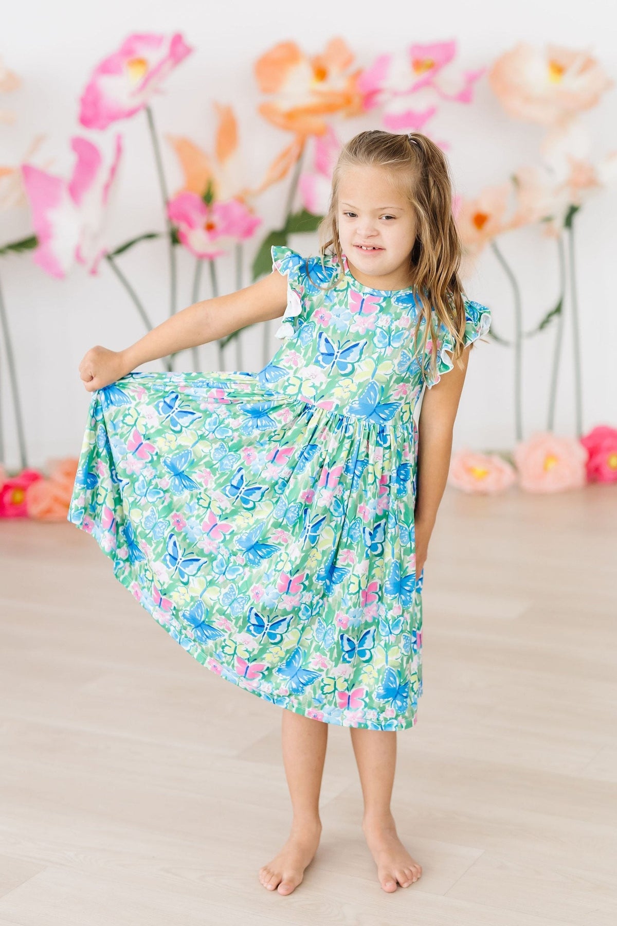 a girl in a dress