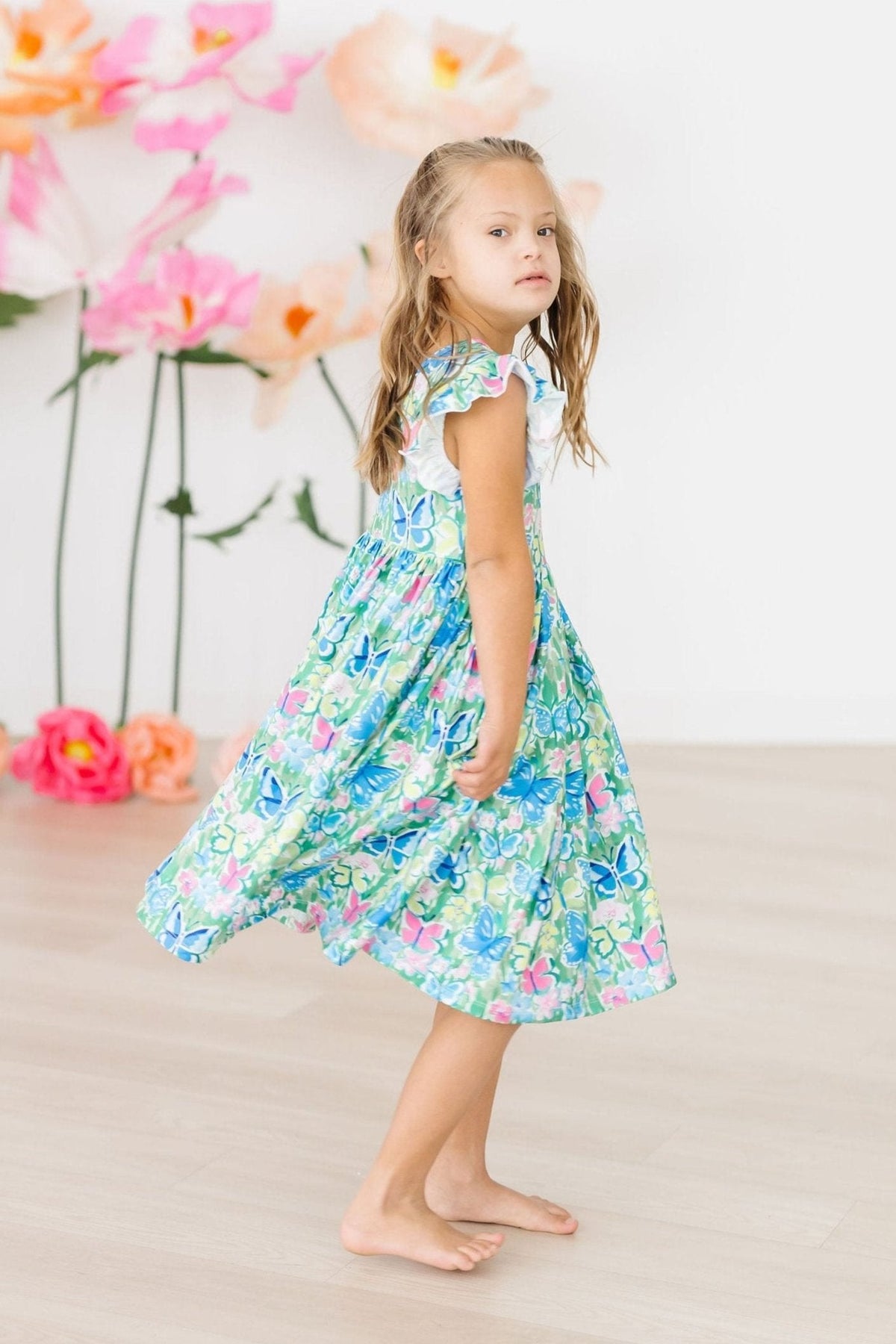 a girl in a dress