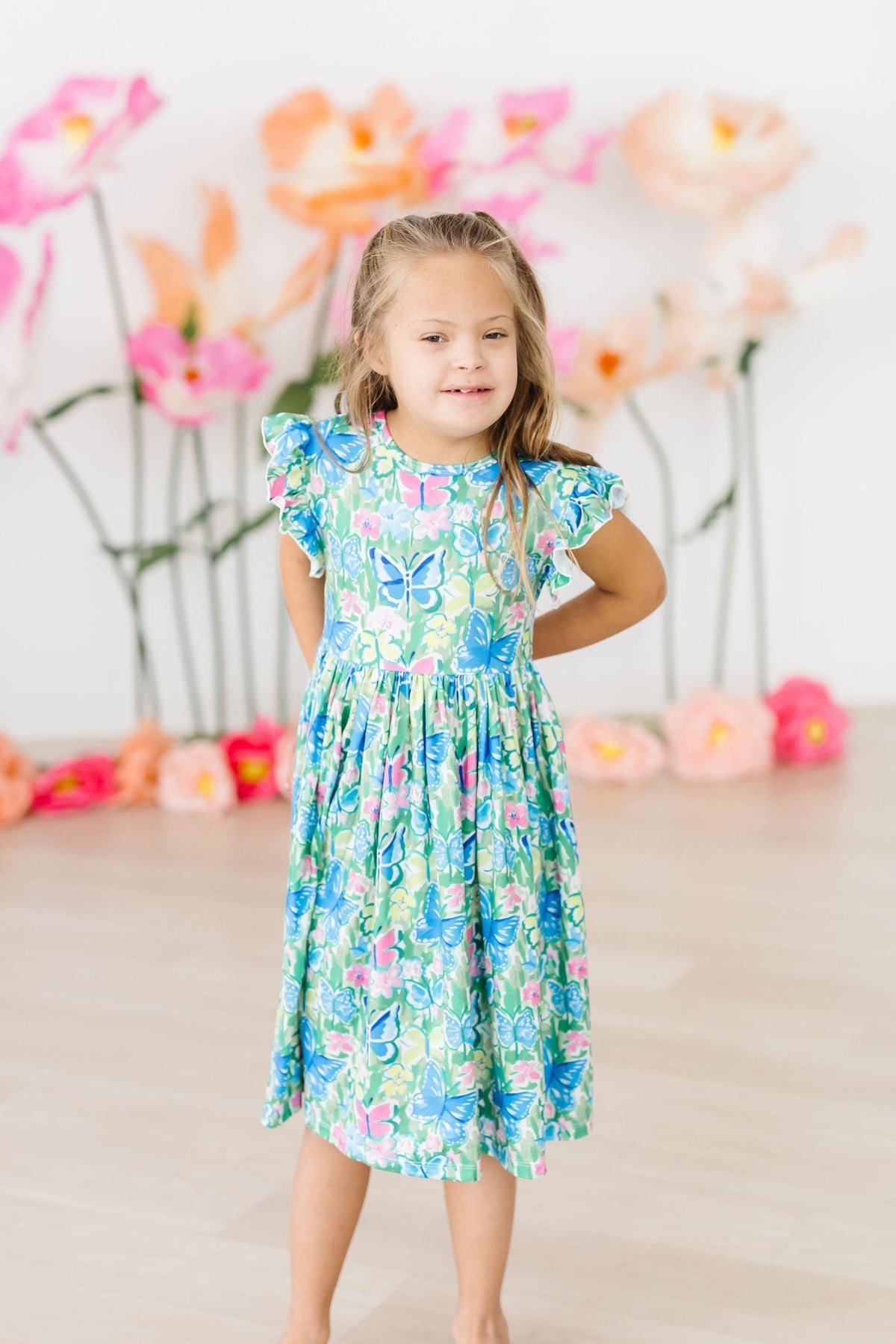a girl in a dress
