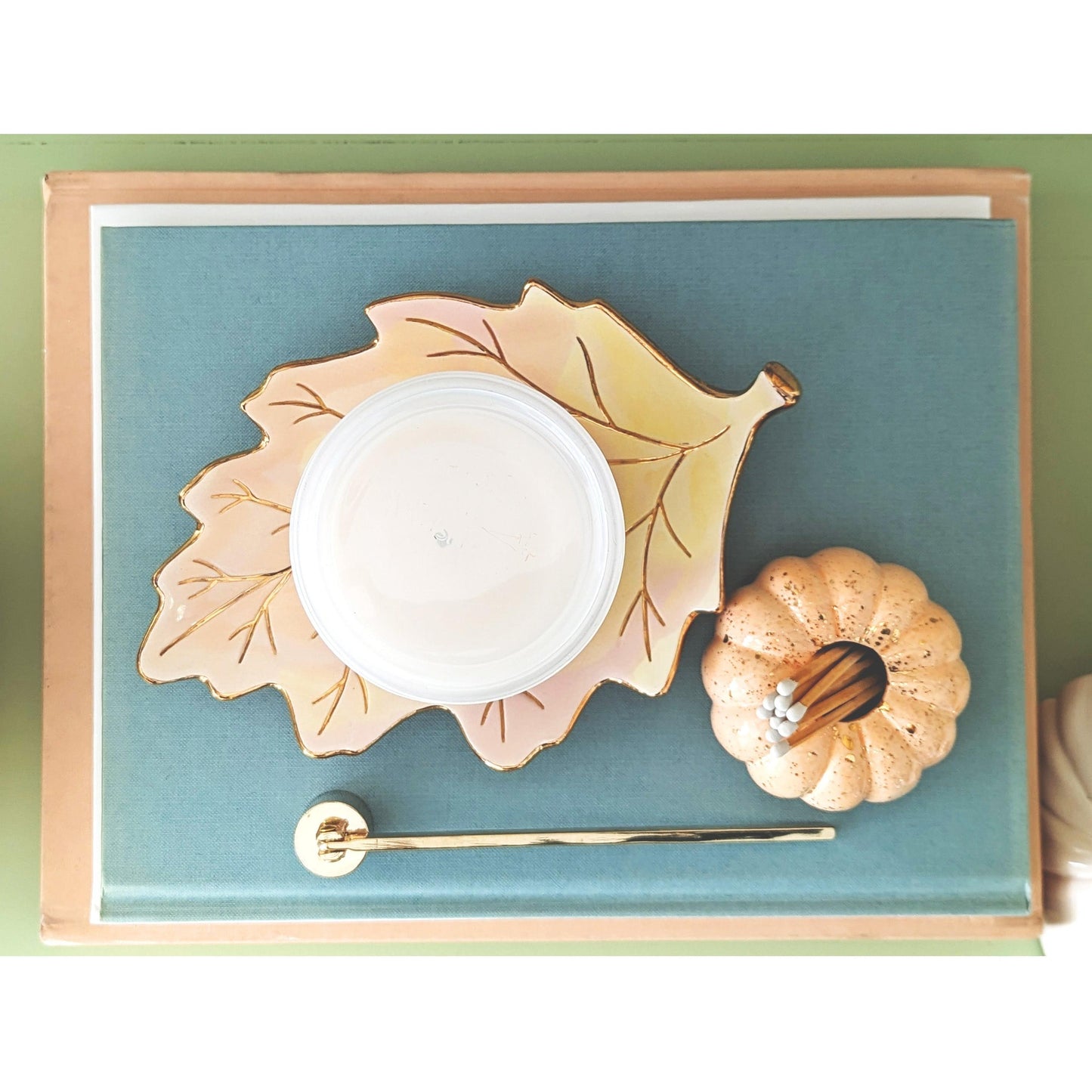 Watercolor Leaf Trays with 22K Gold Accents