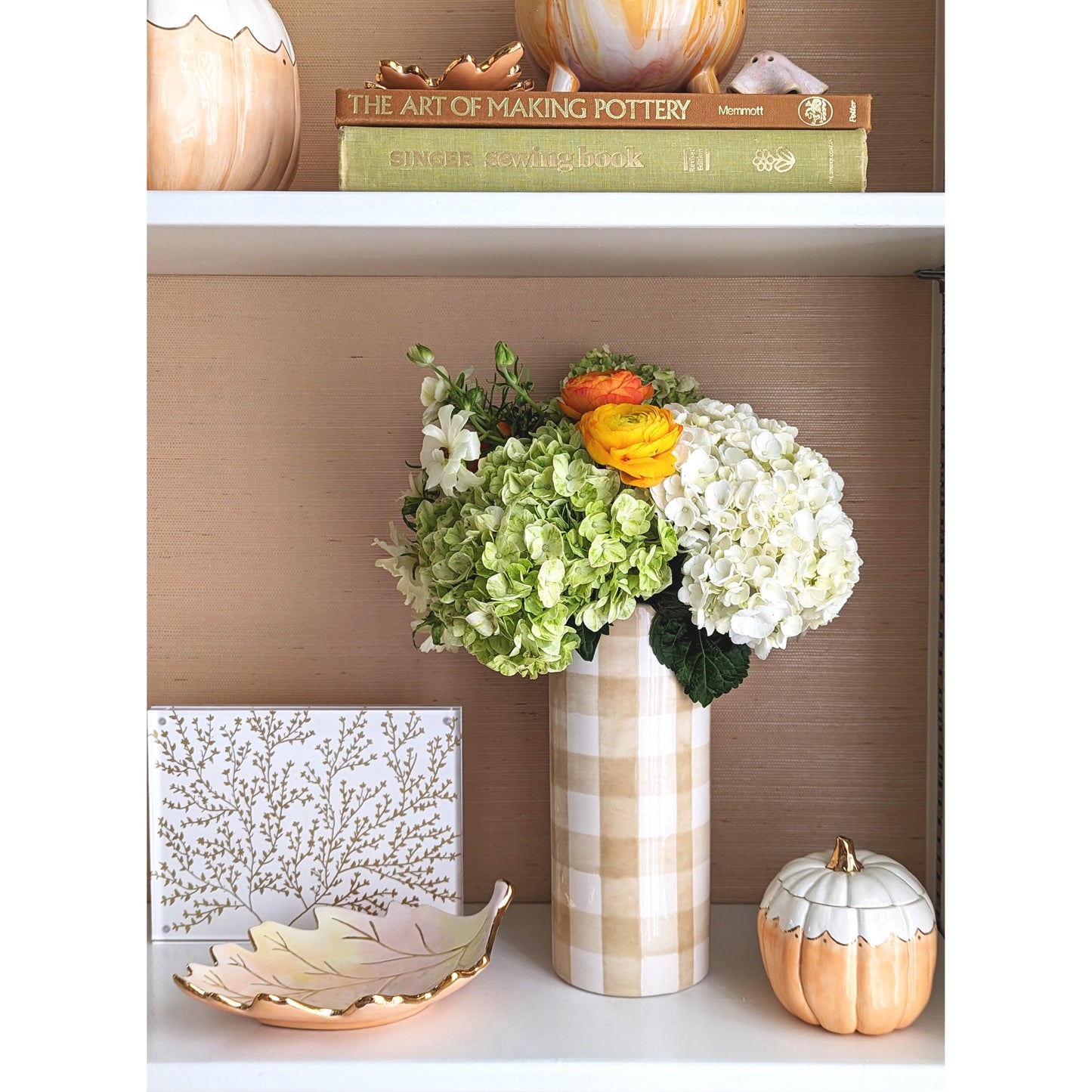 Watercolor Leaf Trays with 22K Gold Accents